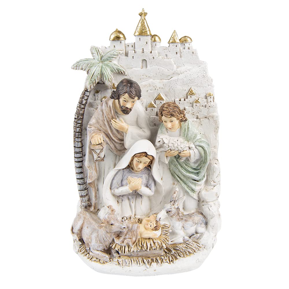 Clayre &amp; Eef Figur Krippe 25 cm Beige Polyresin Weihnachtsdekoration