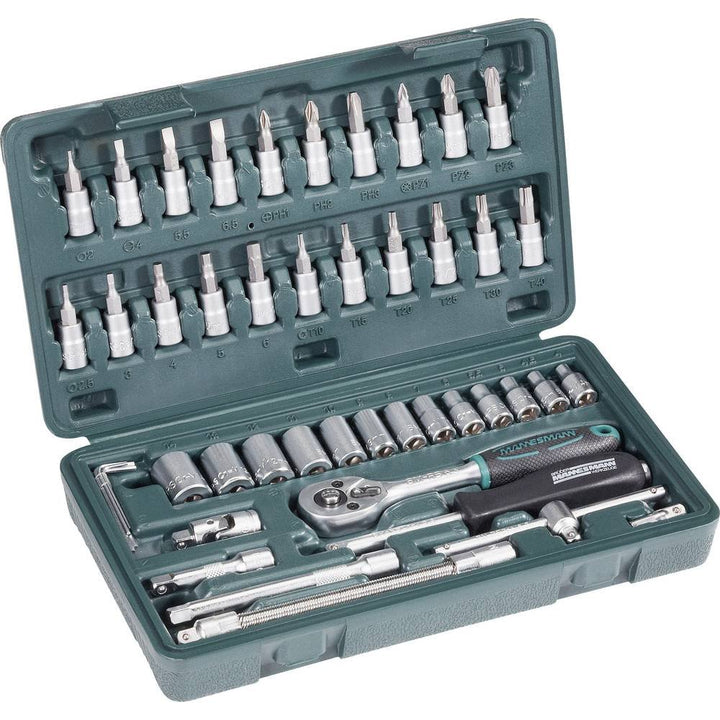 Brüder Mannesmann Werkzeug M 2040 Steckschlüsselsatz 1/4", 46-tlg Single, Single