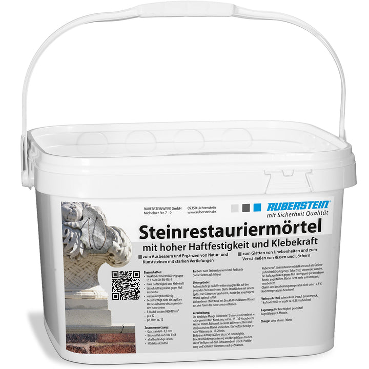 Ruberstein Steinrestauriermörtel für Natur- und Kunststein 10 kg im Eimer (grau)