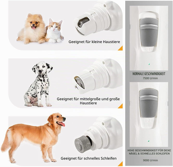 WWVVPET Krallenschleifer für Hunde Katzen mit Licht und 2 Rädern Weiss mit LED -Licht, Weiss mit LED