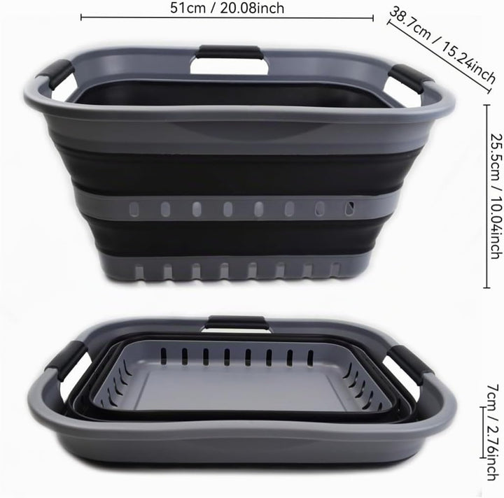 SAMMART 30L Collapsible 3 Handled Plastic Wäschekorb - Faltbarer Pop-Up-Vorratsbehälter/Organizer -