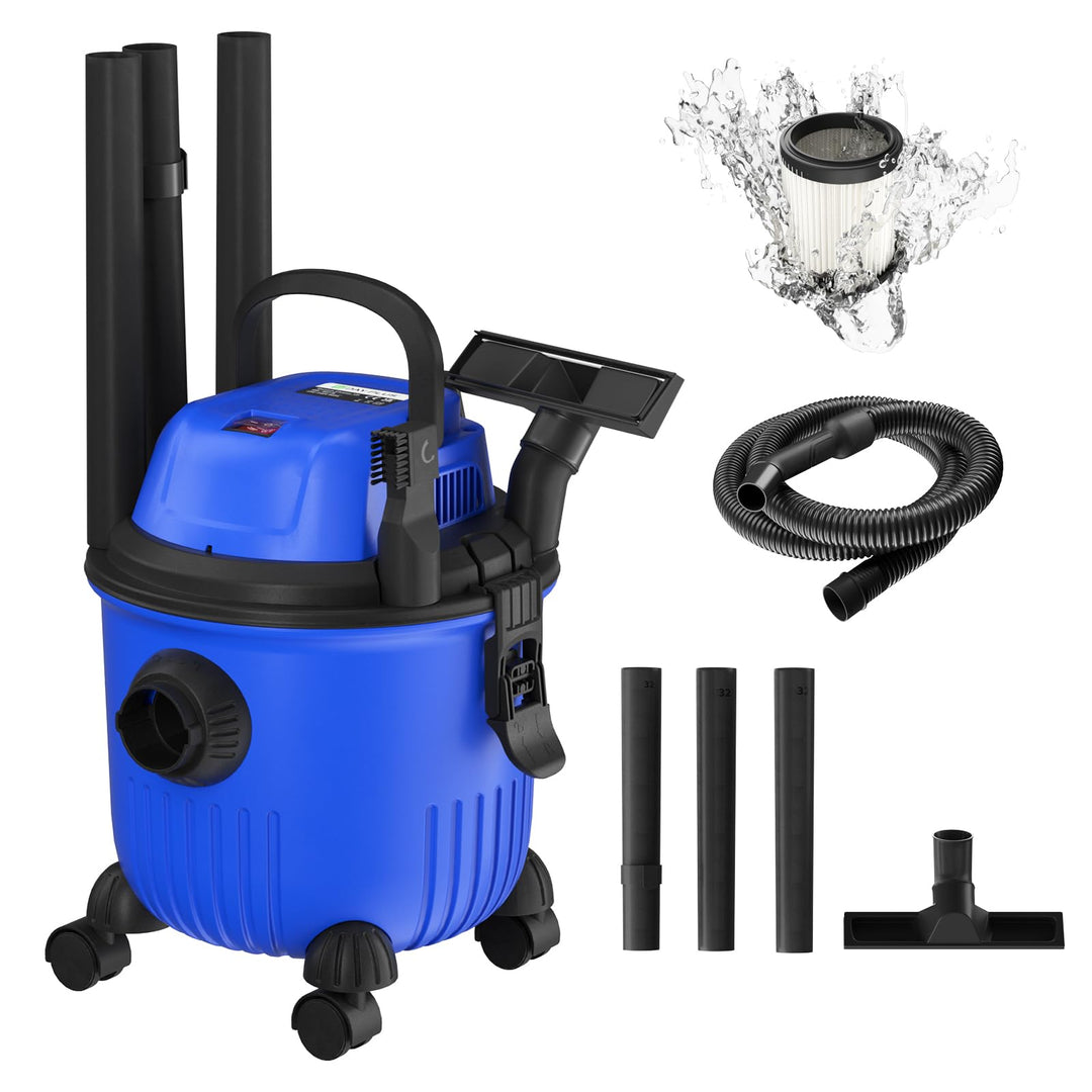 HSHa Industriestaubsauger 3 in 1, 15 Liter Nasssauger Trockensauger, HEPA Filter, Mehrzwecksauge mit