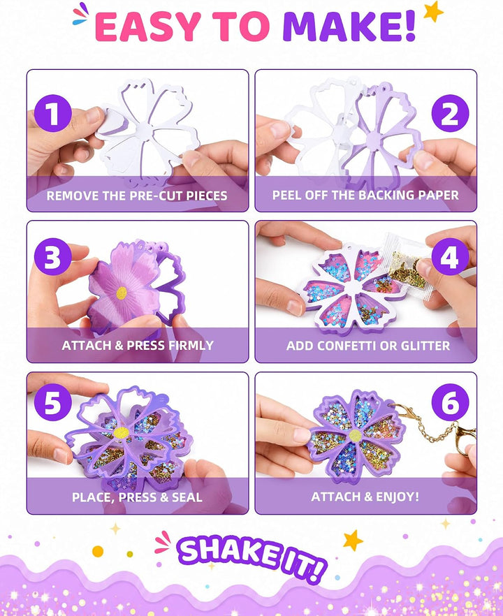 EPUMP Shaker Schlüsselanhänger Bastelset Kinder DIY ab 4 Jahren Flower, Flower