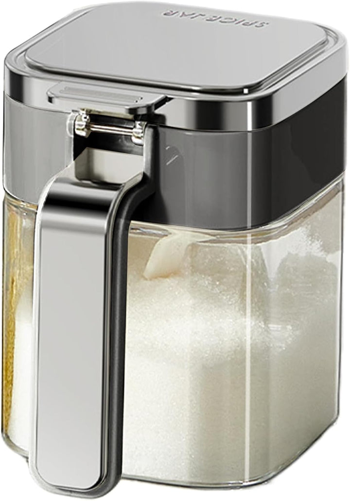 Gewürzbox aus, 380 ml, Vorratsdose mit luftdichtem Deckel, Küchen-Organizer mit transparentem Design