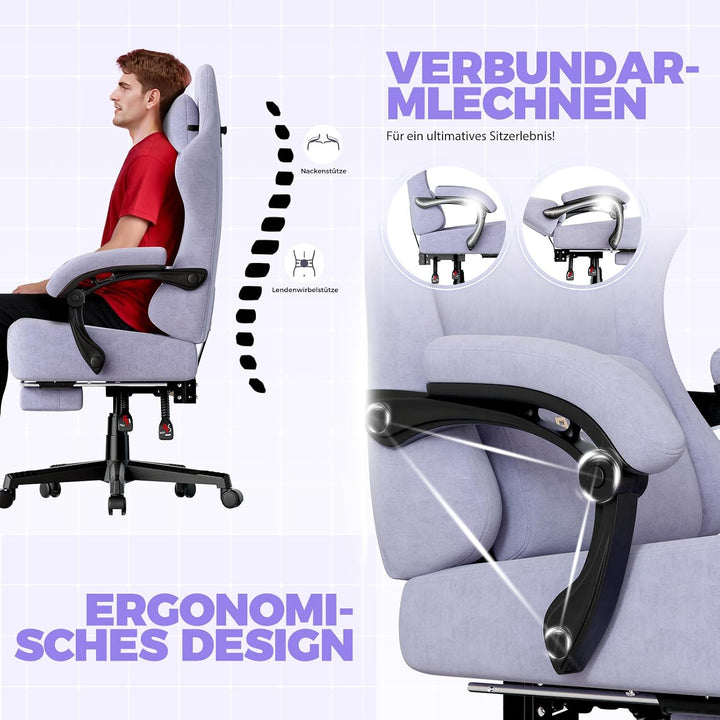GTPLAYER Gaming Stuhl,Atmungsaktiver Bürostuhl, bürostuhl ergonomisch, Hochwertiger - Stoff,Ergonomi