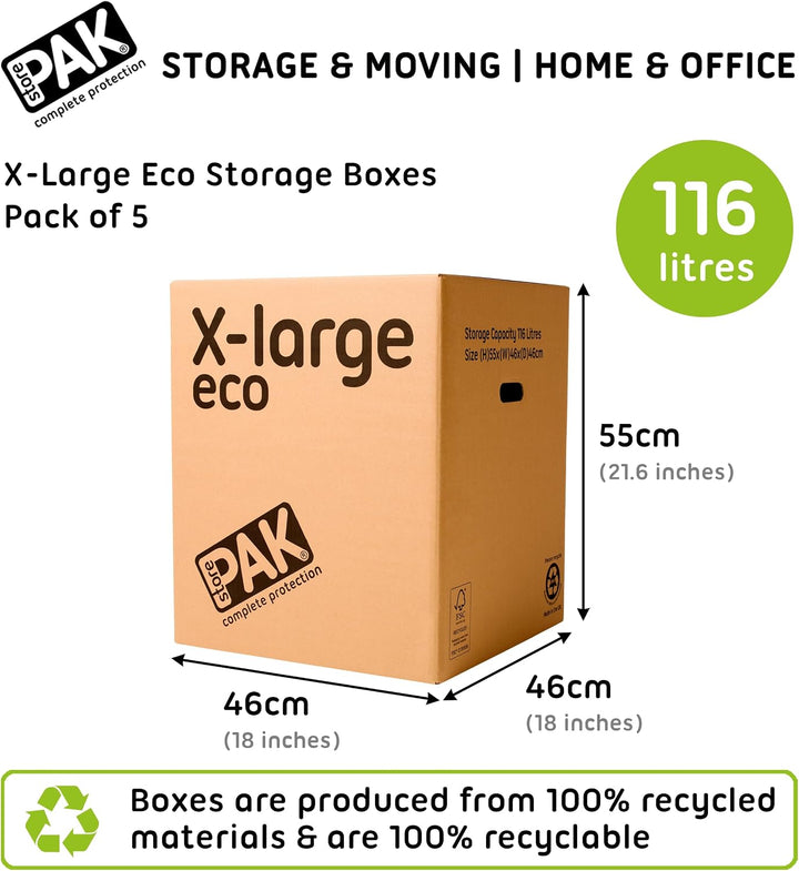 StorePAK Öko-Boxen mit Tragegriffen – geeignet für Lagerung, Versand, Verpackung und Umzug – 116 Lit