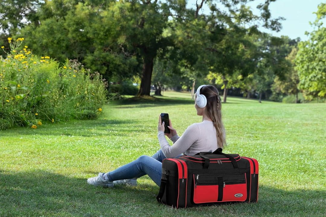 Sporttasche, Reisetasche und Fitnesstasche für Damen und Herren- Tainingstasche, Gym Bag (Rot, L 73
