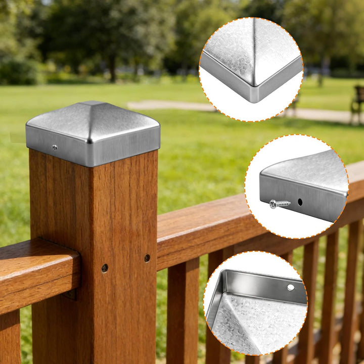 4 Stück Pfostenkappen 101x101mm Zaunpfosten Kappen Rostfreie Verzinkte Pfostenabdeckung aus Metall m