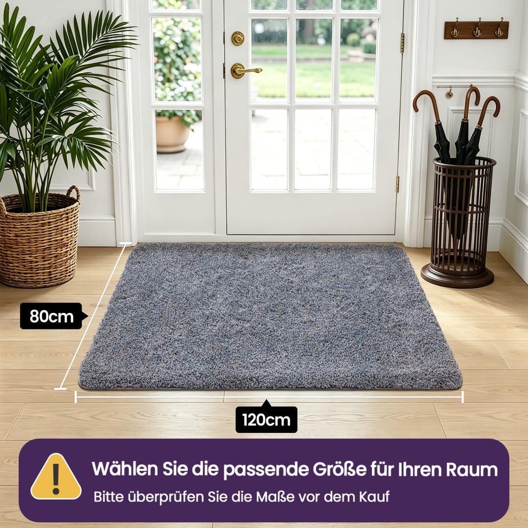 DEXI Fussmatte Innen 80 x 120 cm, rutschfest, Grau-blau 80 x 120 cm (Rechteckig) Grau-blau, 80 x 120