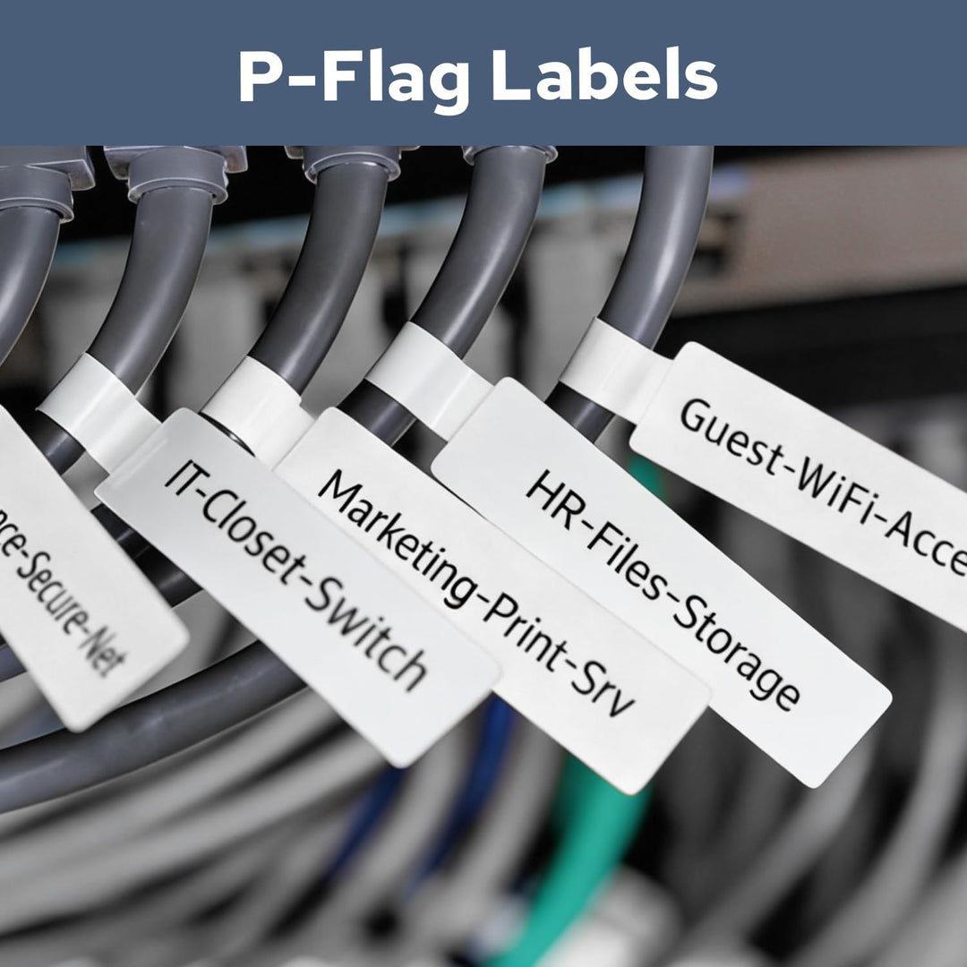 MakeID Flaggenetiketten aus Polypropylen (PP) für Industrie-Etikettendrucker D50 – Schwarz auf Weiss