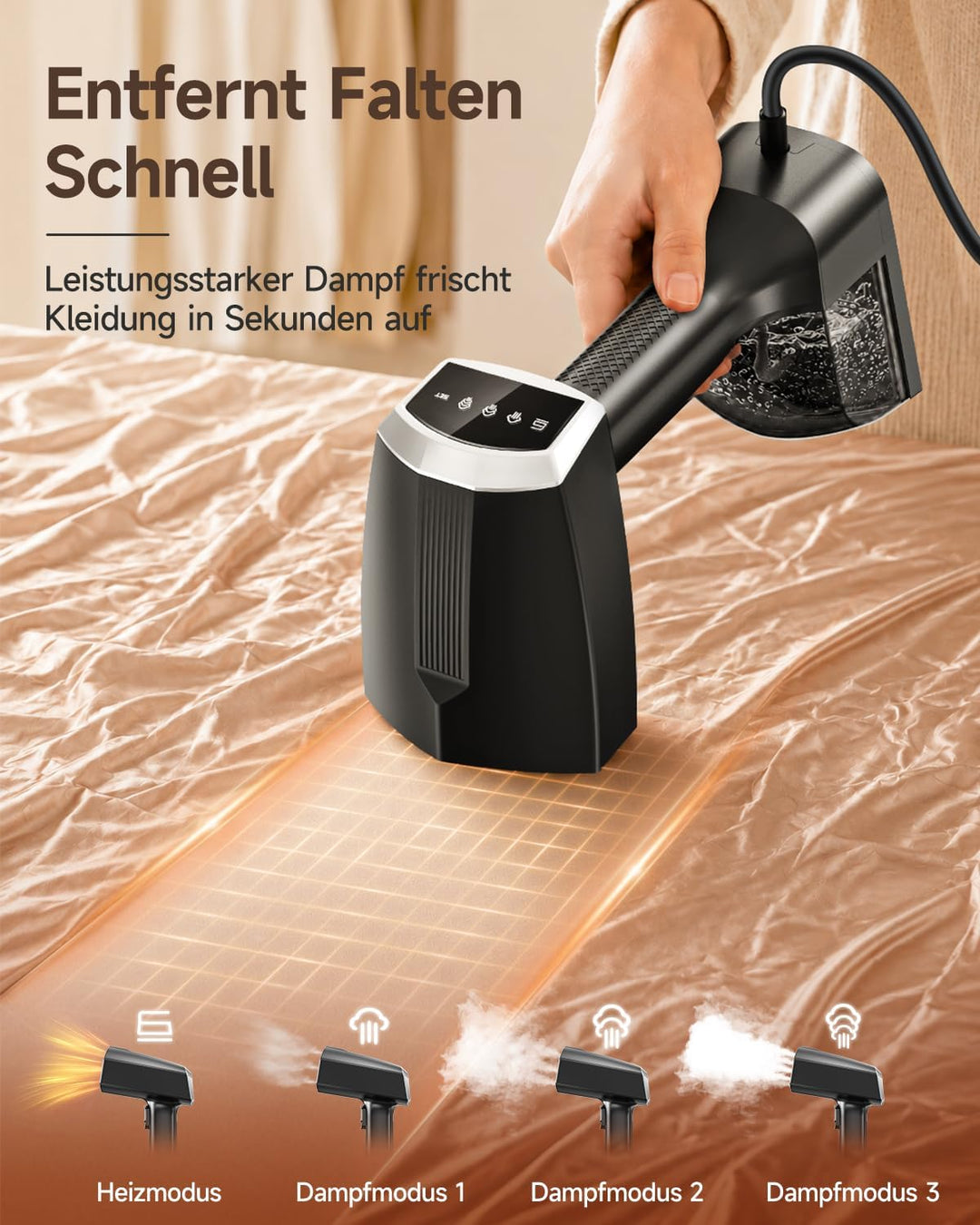 Dampfglätter, 2-in-1 Steamer für Kleidung, 350 ml Tank, 20 Sek. Aufheizen