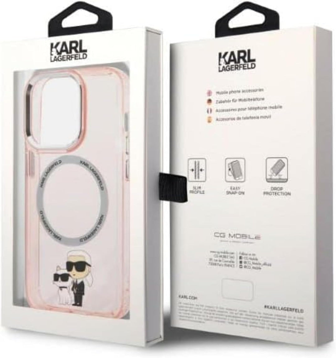 Karl Lagerfeld KLHMP14LHNKCIP Hülle für iPhone 14 Pro 6,1" hardcase rosa Iconic Karl&amp;Choupette