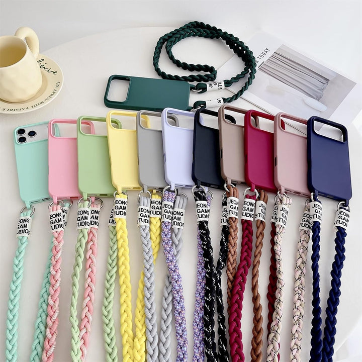 Emlivi Handykette Hülle für iPhone 17 Pro Necklace Handyhülle Nylon Schultergurt Liquid Silikon TPU
