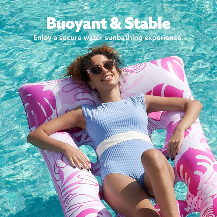 Sloosh Aufblasbare Wasser Pool Luftmatratze, 2er XL Pool Flösse, Sonnenliegebett mit Kopfstütze für
