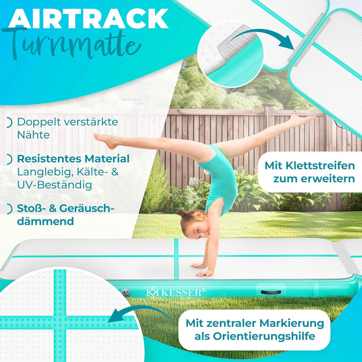 KESSER® Turnmatte Aufblasbar Airtrack 2m/3m/4m/5m/6m Fitness-Matte Gymnastikmatte | inkl. Tragetasch