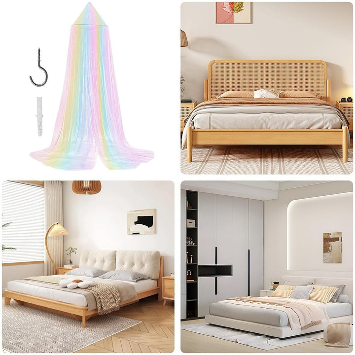 Mädchen Bett Baldachin Prinzessin Regenbogen Niedliches Atmungsaktives | Spielzelt und Schlafzimmerd
