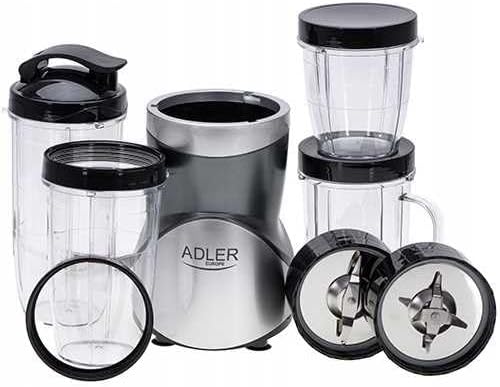 ADLER Blender Smoothie Set, Leistungsstarker Motor, Kapazität 700ml, 1200W Max.