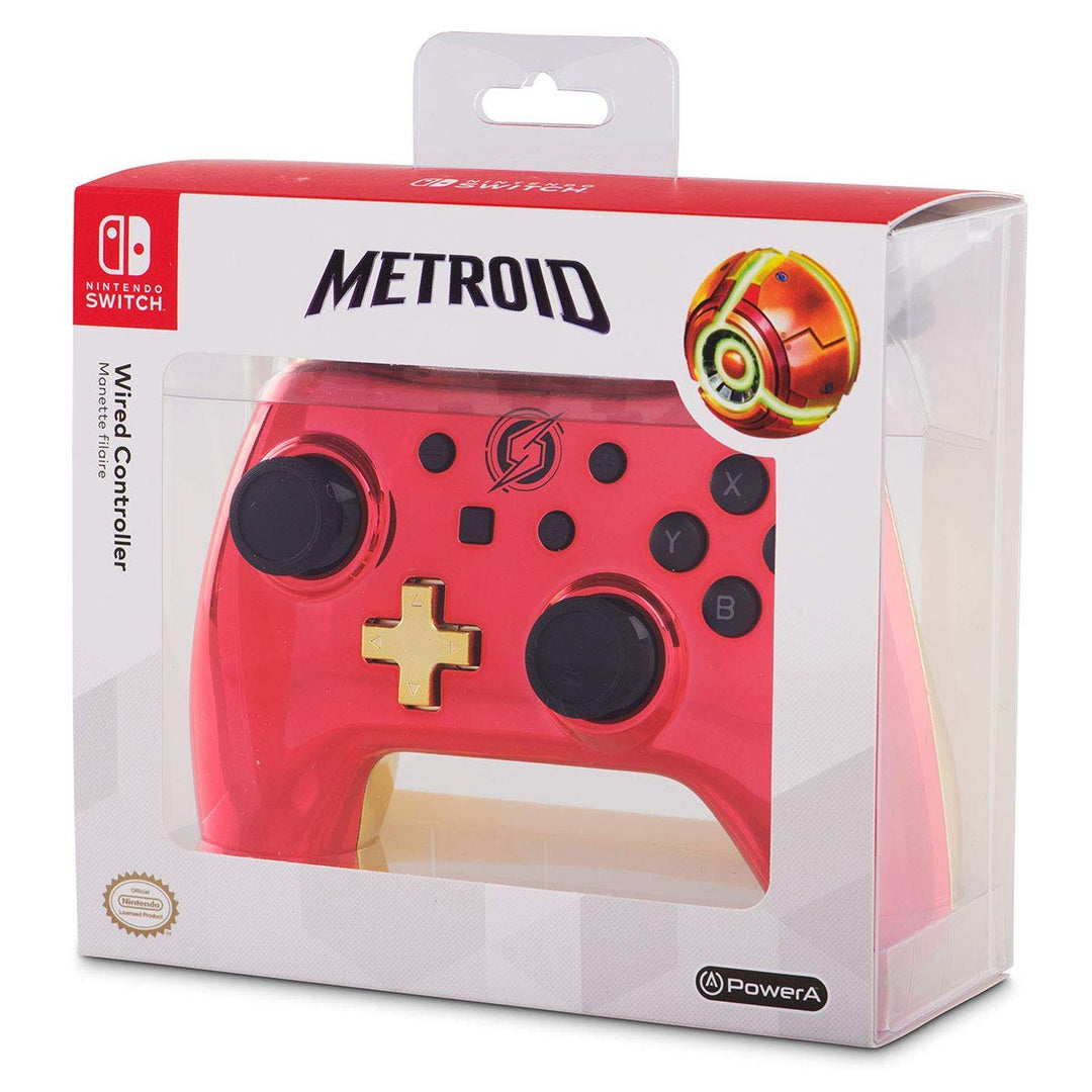 PowerA Erweiterter kabelgebundener -Controller für Nintendo Switch Chrome Samus Wired Single, Chrome