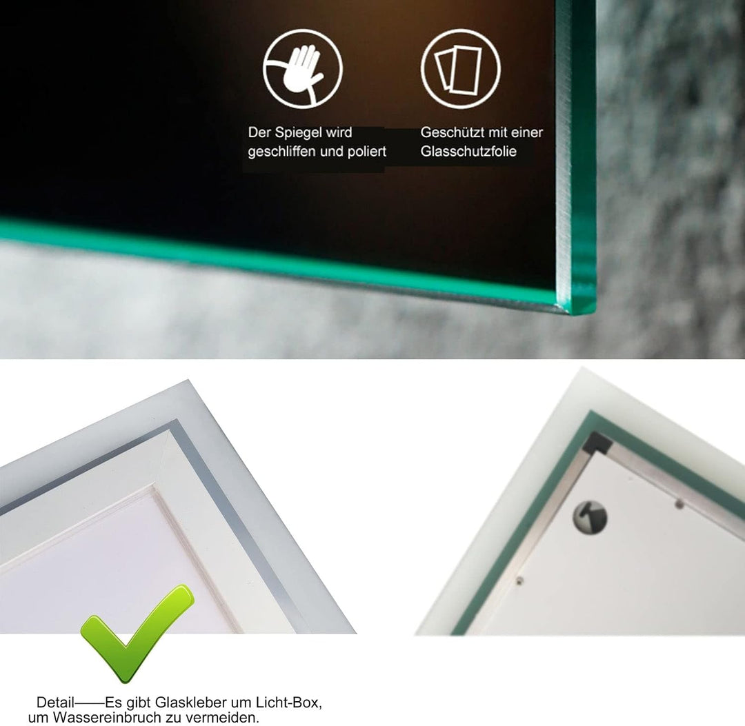 MEESALISA LED Badspiegel 70 x 50 cm mit Beleuchtung Rechteckig Badezimmer Wandspiegel Lichtspiegel m