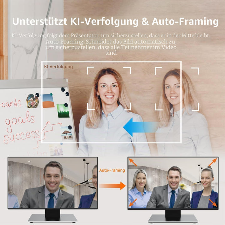 j5create 360 AI-Powered Meeting Webcam mit Freisprecheinrichtung, Smart-Tracking, Auto-Framing, 1080
