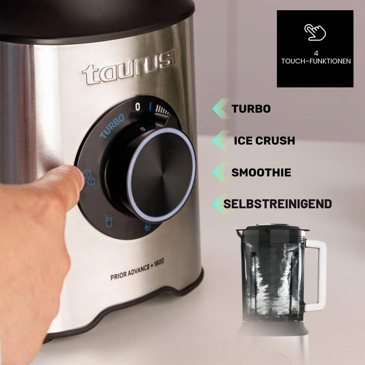 Taurus - Leistungsstarker Standmixer Prior 1800W | 20 Geschwindigkeiten | 4 Programme | Eiscrusher |
