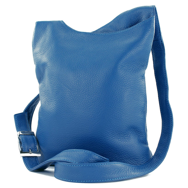 modamoda de - T221 - ital. Umhängetasche Schultertasche Medium aus Leder Signalblau, Signalblau