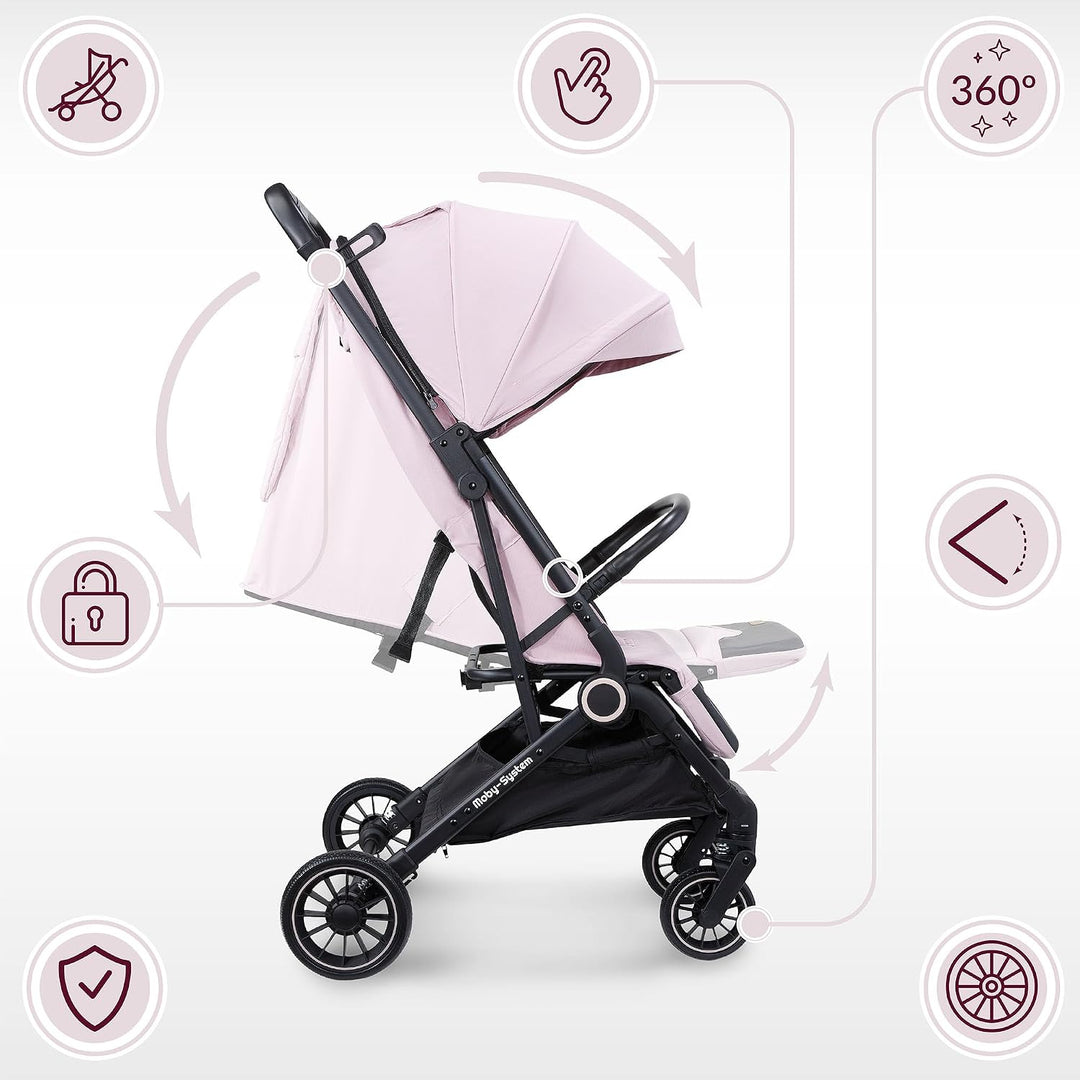 Moby-System LENA GOLD PRO Buggy mit Trolley-Funktion, Leichter Kinderwagen 6–48 Monate, EVA-Räder mi