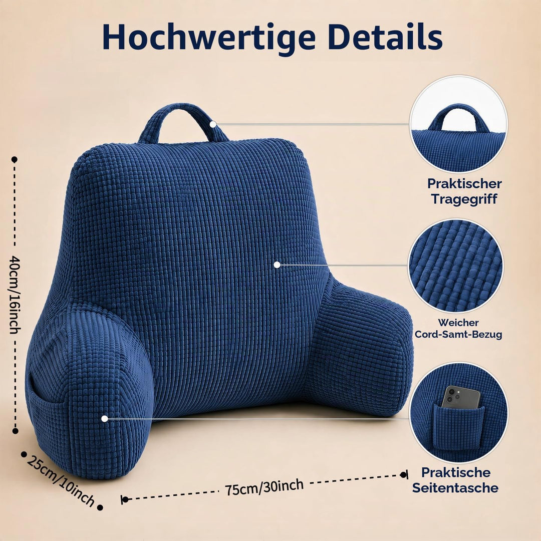 Lesekissen für Bett und Sofa, Sitzkissen mit Rückenlehne für Fernsehen Lesen Handy Spielen und Zocke
