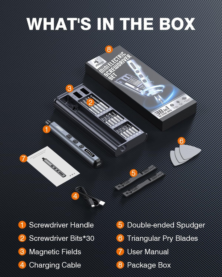 JOREST Mini Elektro Schraubendreher Set, 38 in 1Magnetische Präzisions Schraubendreher Kit, Reparatu