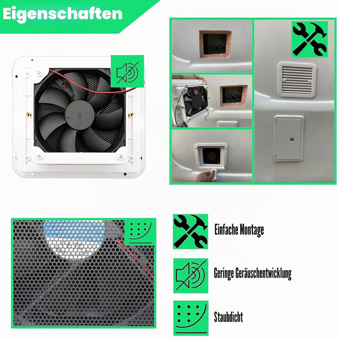 AUTOXBERT Abluftventilator Für Wohnwagen, 2,4W 12V Lüfter Mit Rollläden Entlüftung Einweg-Seite Luft