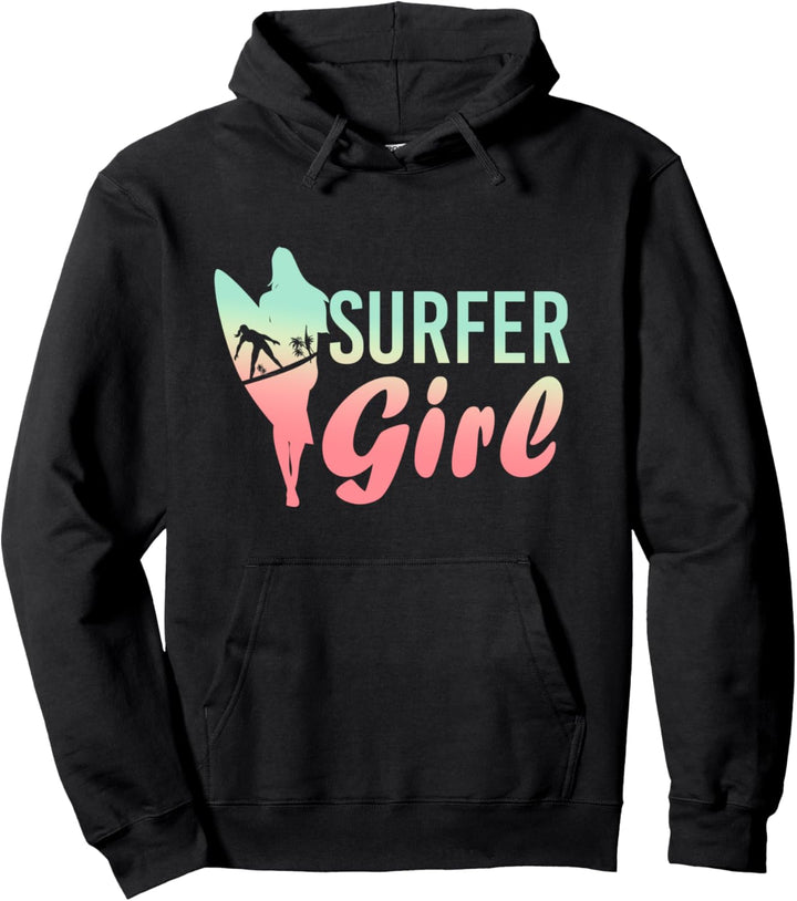 Mädchen Wasserratte Surfbrett Surfen Wassersport Surfing Pullover Hoodie