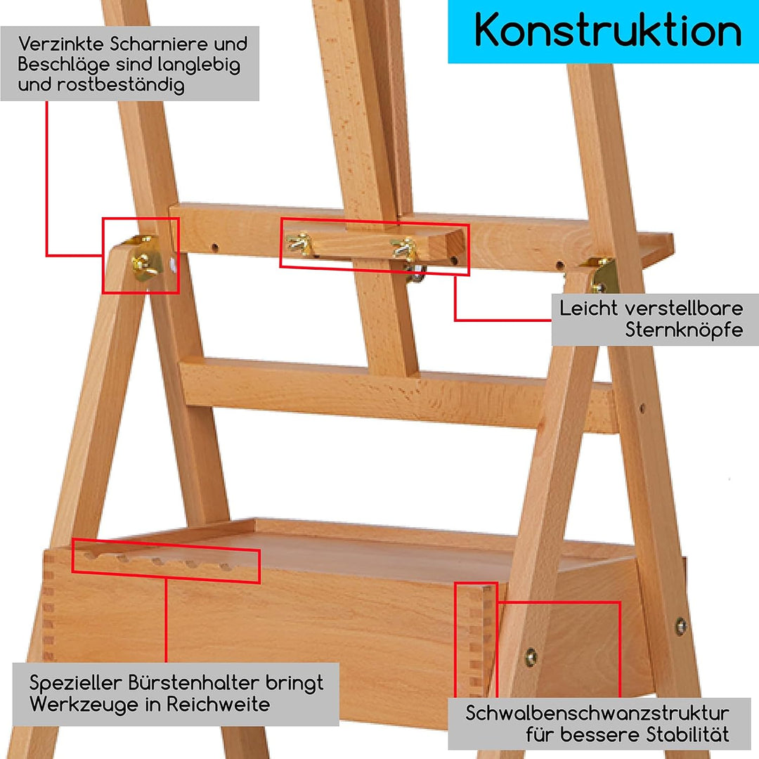 MEEDEN Staffelei Holz Gross mit Aufbewahrungsschublade, Verstellbare Leinwand Ständer (152-190cm) au