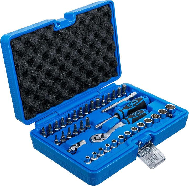 2151 Gearlock Steckschlüsselsatz, 6,3 (1/4), 39-tlg. 1/4"inch Silber/Blau/Schwarz, 1/4"inch Silber/B