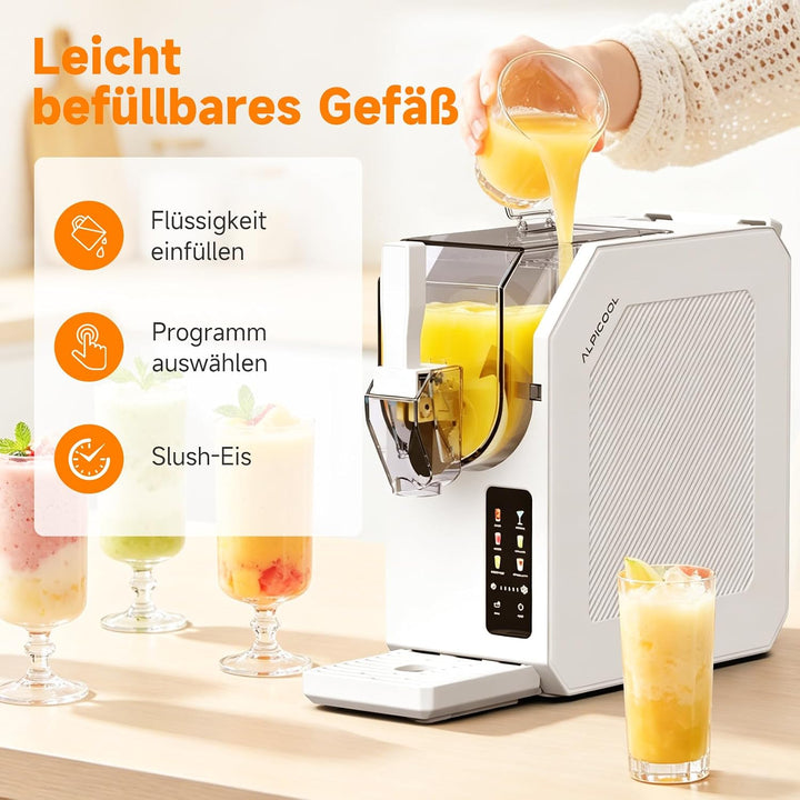 ALPICOOL Slush Maschine, 1.9L Slush Ice Maker für zu Hause, 6 Smarten Programma, für Slush, Eis-Cock