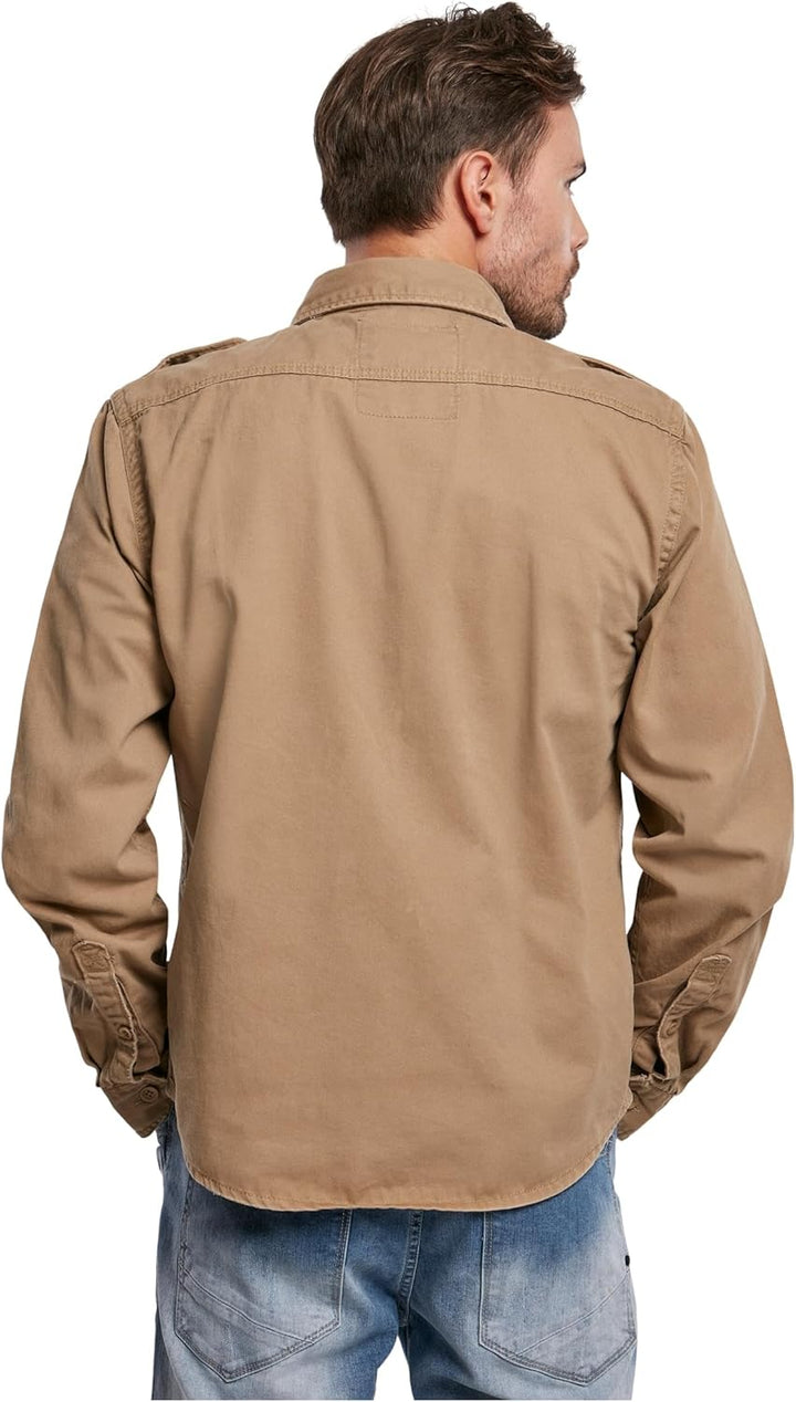 Brandit Vintage Shirt Long Sleeve,mehrere Farbvarianten, Grössen S bis 7XL, Camel Longsleeve