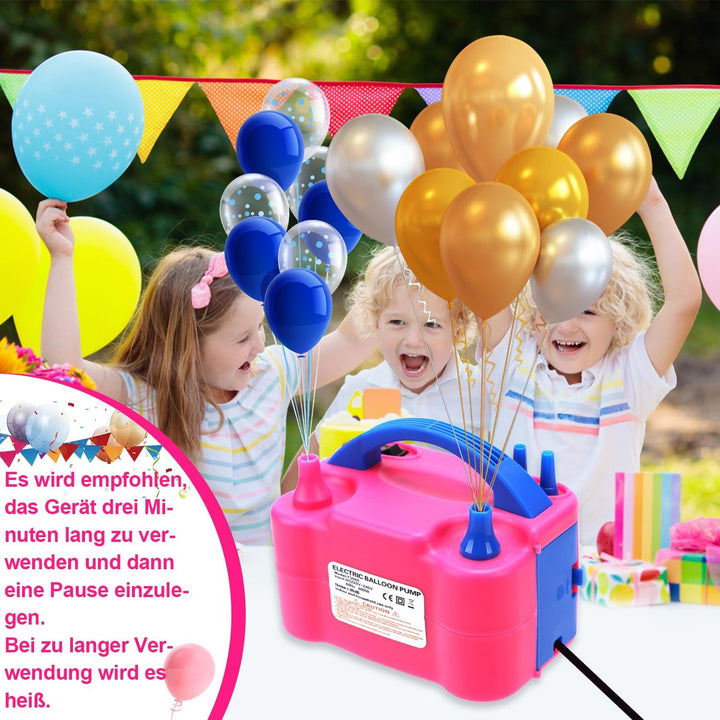 Luftballonpumpe Elektrisch,600W Elektrische Ballonpumpe Luftpumpe für Ballons,Doppeldüse Inflatorgeb