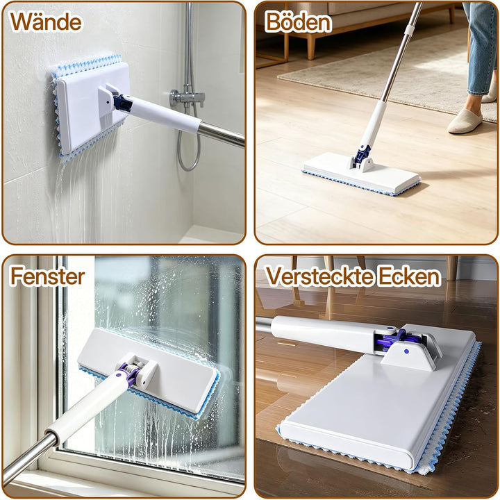 Wischmopp mit Druck-Klemm-System, 20 Mikrofasertücher