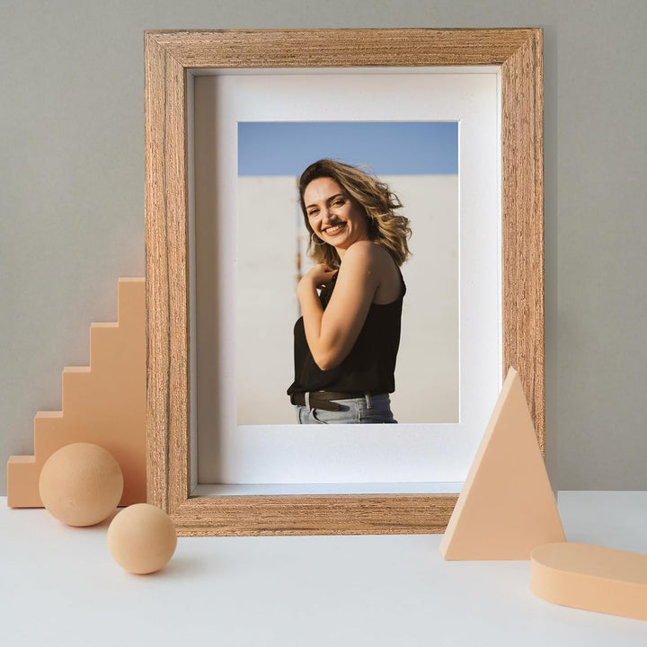 3D Bilderrahmen Holz 20x25cm 2 Pack Dunkles Holz Fotorahmen aus Massivholz und Echtglas für Objekte