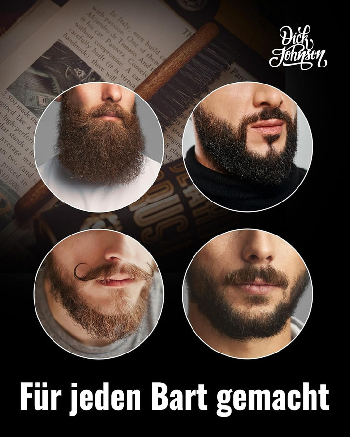 Dick Johnson Bartbürste Männer 15 cm– Wildschweinborsten mit Nylonstiften für Bartpflege &amp; Styling –