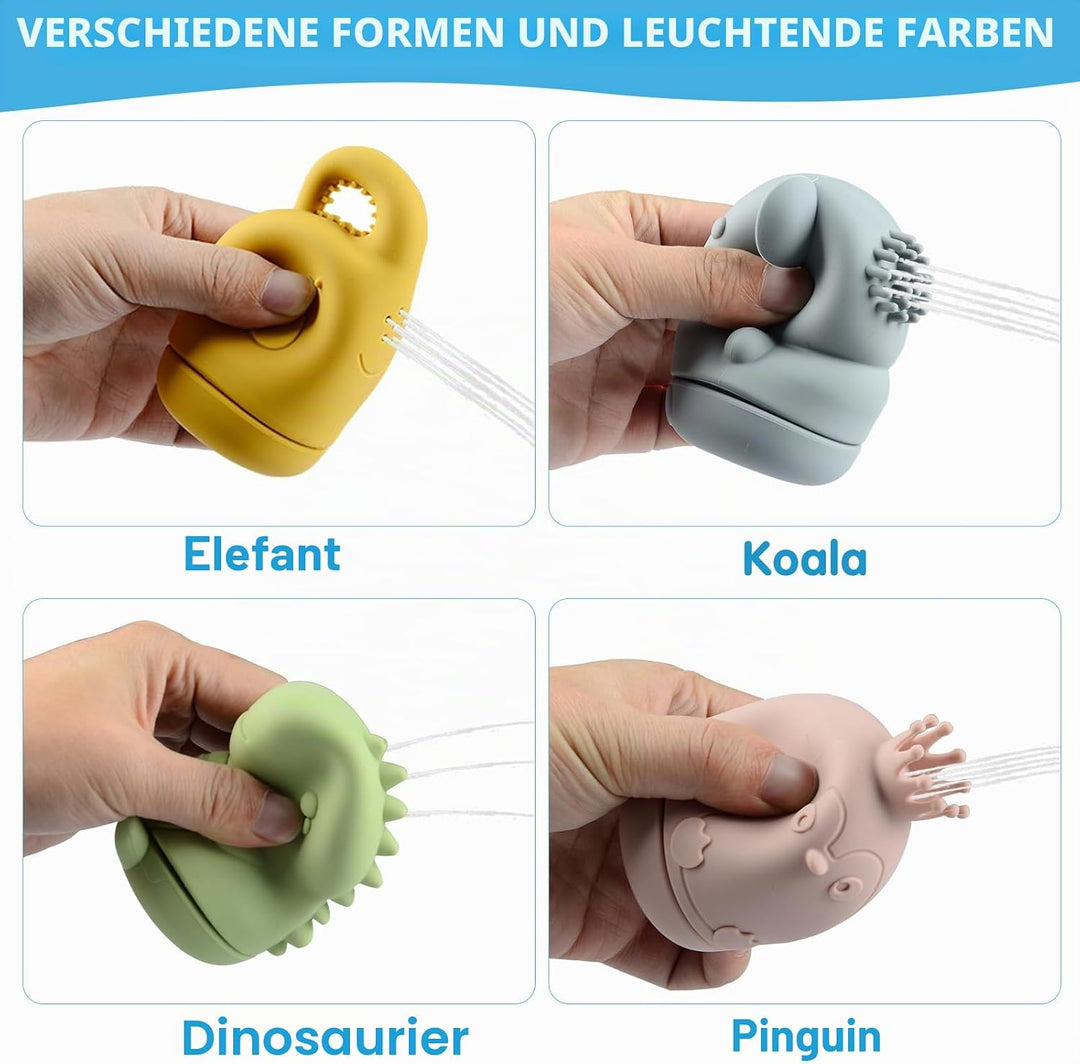 16 Stück Badewannenspielzeug, Baby Badespielzeug Silikon Wasserspielzeug Kinder mit Spritztiere Fing