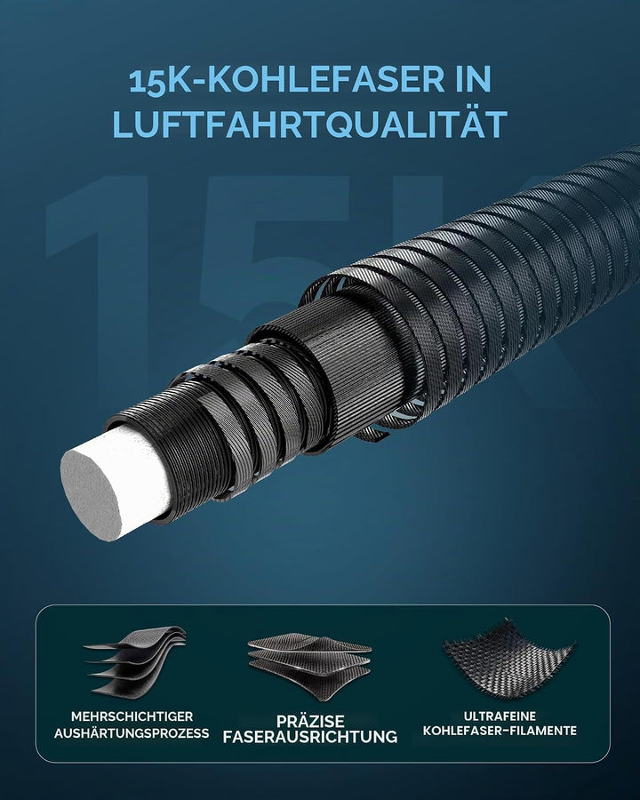 KONLLEN Billardqueue aus Carbonfaser, 147cm, professionelles Billardqueue für Erwachsene, Vollcarbon