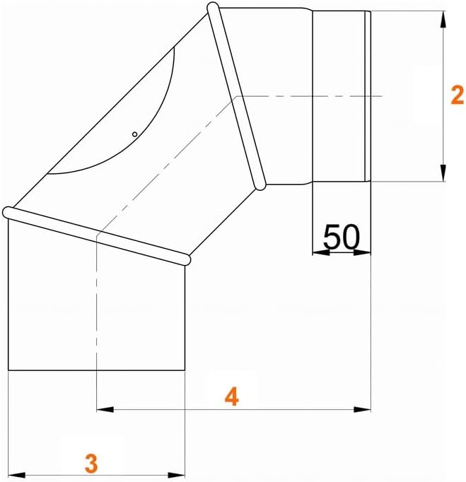 Ofenrohr Bogen Schwarz Ø 120 mm – Verstellbar 0–90° mit Reinigungsöffnung - Kaminrohr Bogen von 0 bi