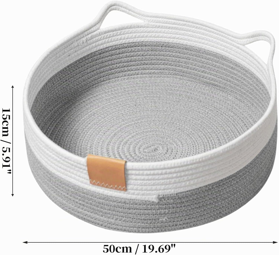 Gewebtes Katzenbett, 50 cm Durchmesser Faltbarer Korb-Nistplatz, Atmungsaktives Haustier-Liegebett,