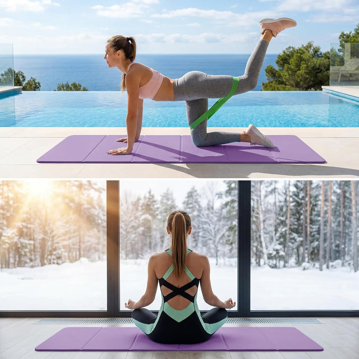 Klappbare Yogamatte, Faltbare Yogamatte Reise Leicht 183 x61x0.4 cm Rutschfest Tragbare Fitnessmatte