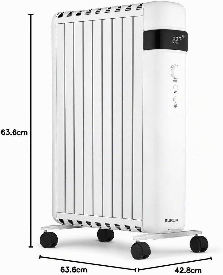 Eurom RAD 2000 Oilfree Wifi Ölfreie Konvektorheizung, 2000W, Thermostat, Timer, Kippschutz (363913)