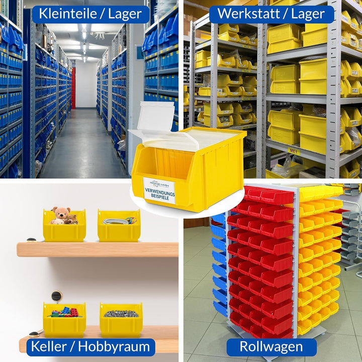 HMH 5x Stapelboxen Grösse L Werkstatt Garage Keller Sichtlagerboxen 335x209x152mm Lagerboxen ANTHRAZ