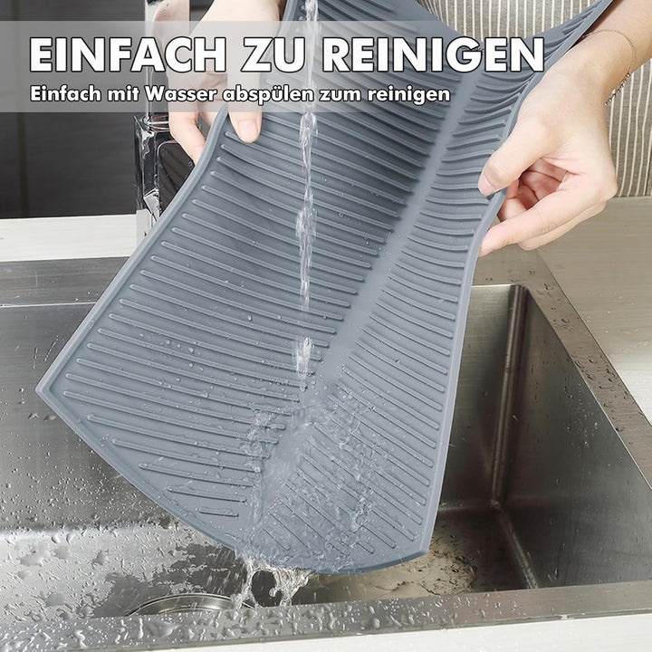 Abtropfmatte Geschirr Silikon 50 x 40 cm, Wasserablauf, Hellgrau Hellgrau 50D x 40W cm, Hellgrau 50D