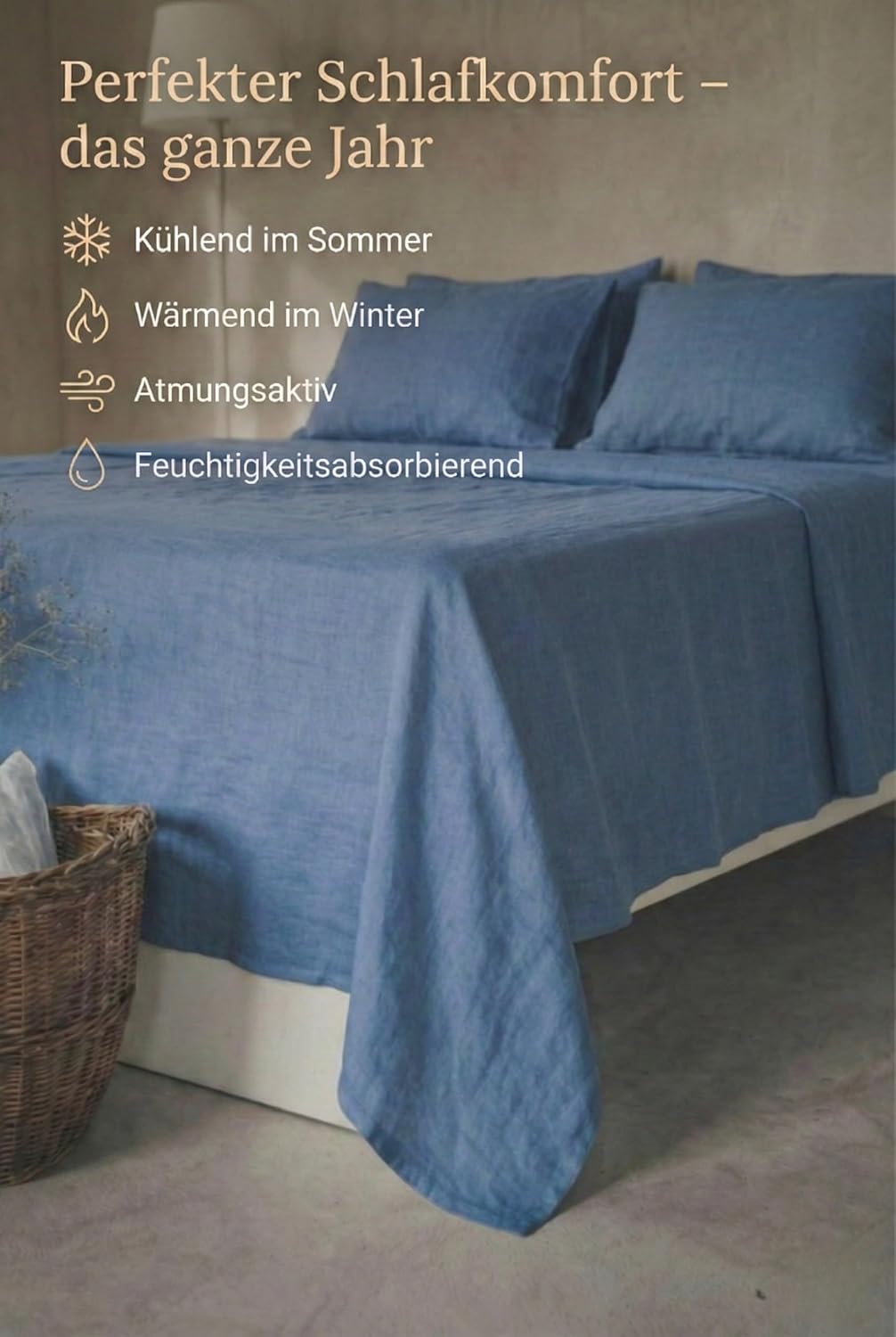 Ger3as Leinen Bettlaken ohne Gummi 100% Stonewashed Natürlich Leinen Laken Überwurf Leinen Gewaschen