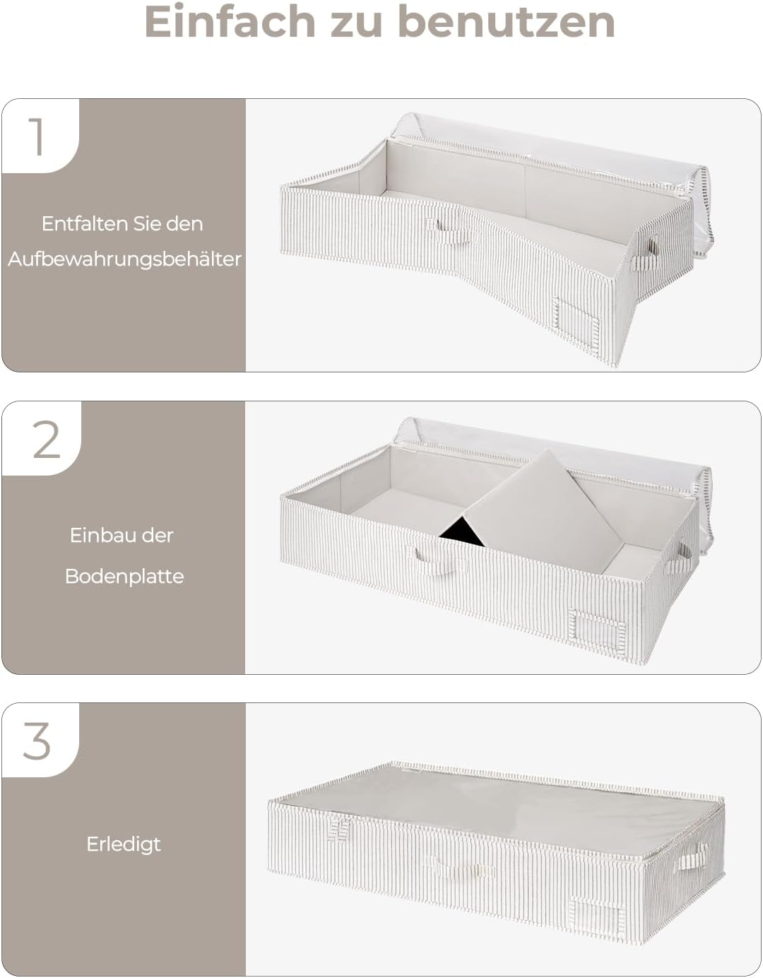 StorageWorks Unterbett Aufbewahrung, grosse Unterbett Aufbewahrungsbox mit Deckel Stoff, faltbare Un