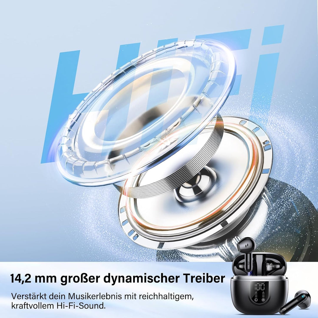 Bluetooth Kopfhörer in Ear Kopfhörer Kabellos Bluetooth 5.4, Schwarz A-Schwarz, A-Schwarz